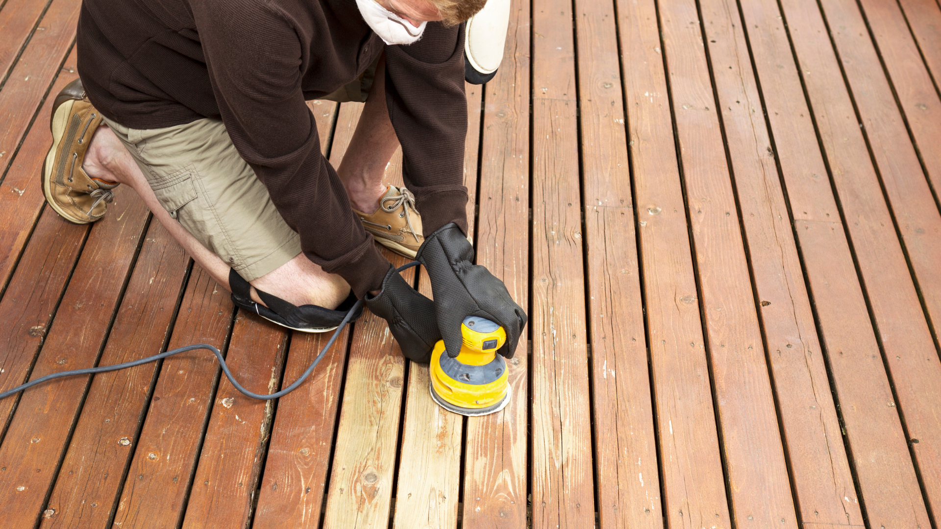 sanding wood deck
