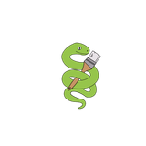 Green cartoon snake holding an electrical plug
