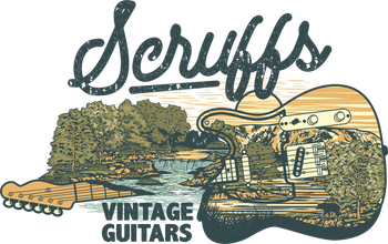 A logo for a company that sells vintage guitars