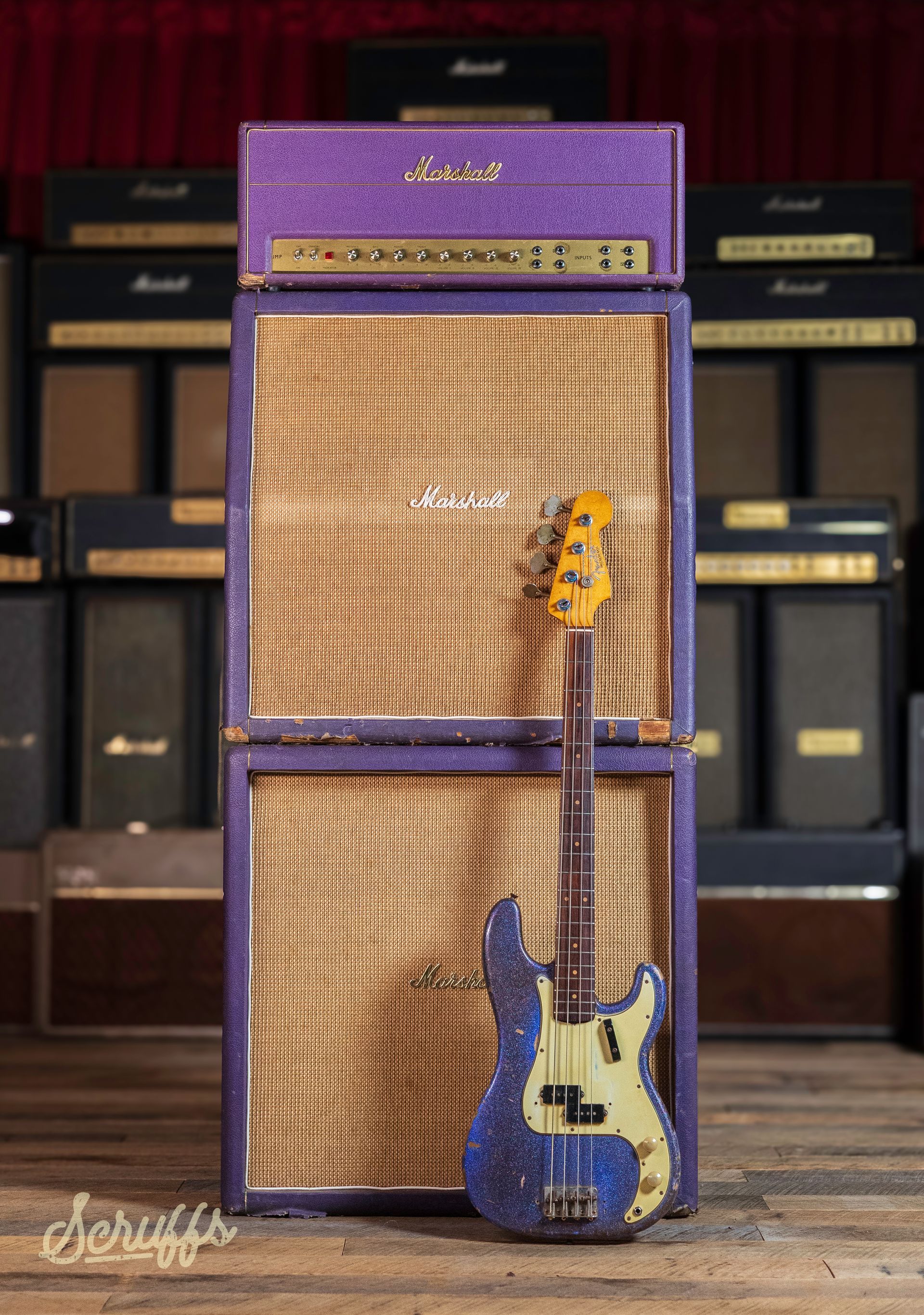 purple Marshall stack and purple bass
