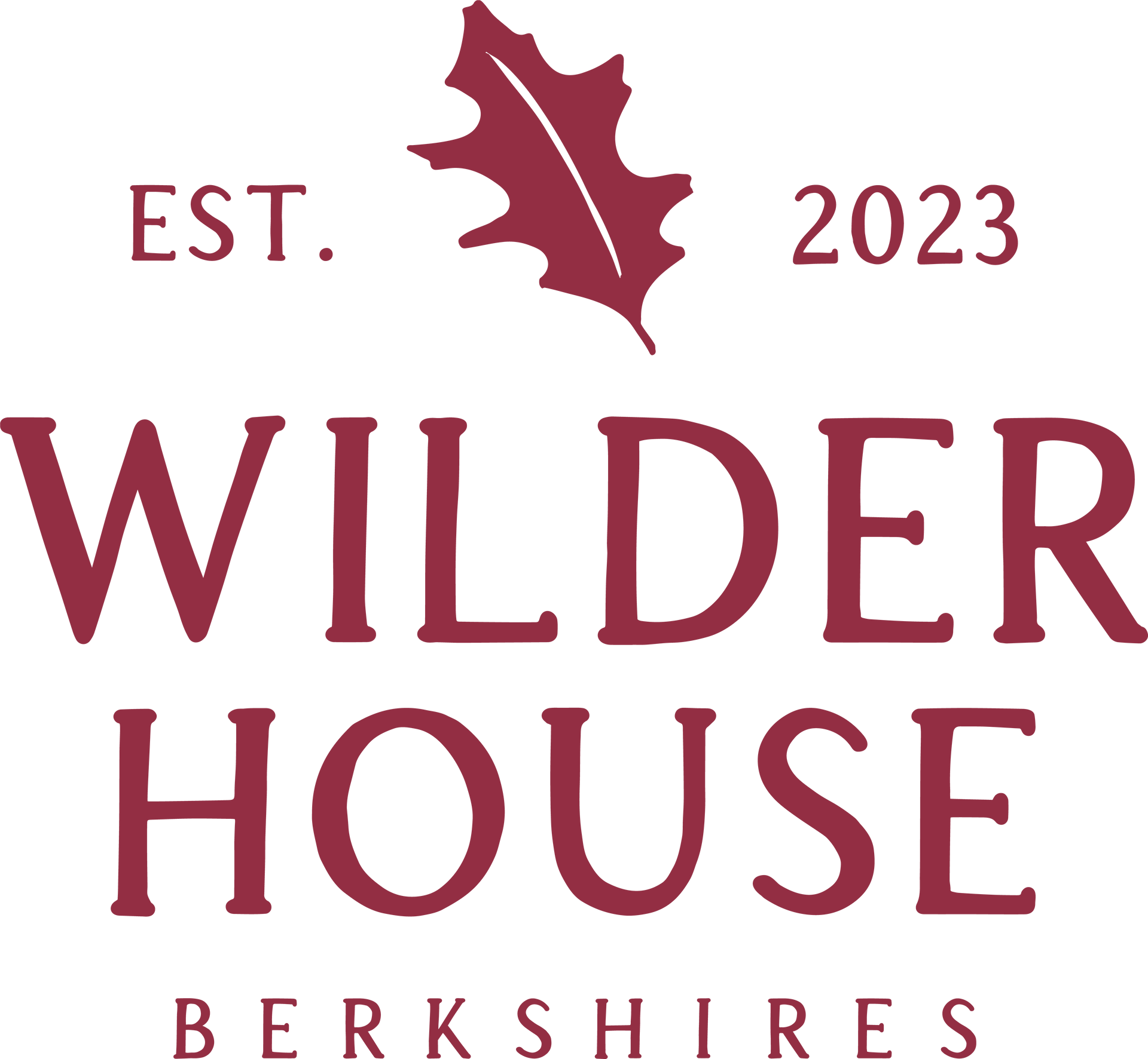 The logo for wilder house berkshires has a maple leaf on it.