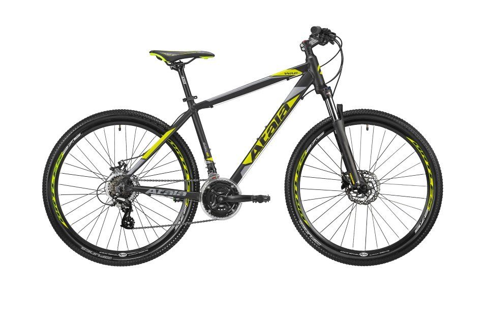 mountain bike nera e giallo fluo