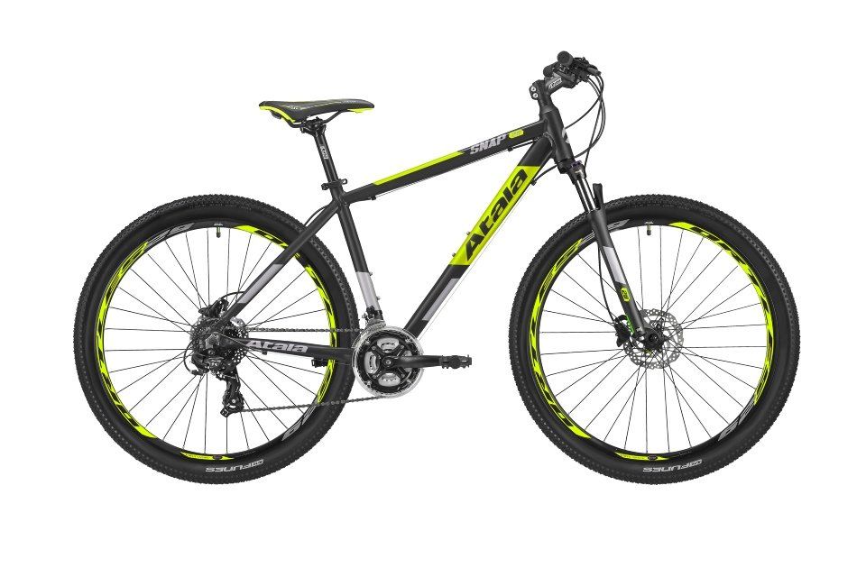mountain bike di colore nero e giallo fluo snap