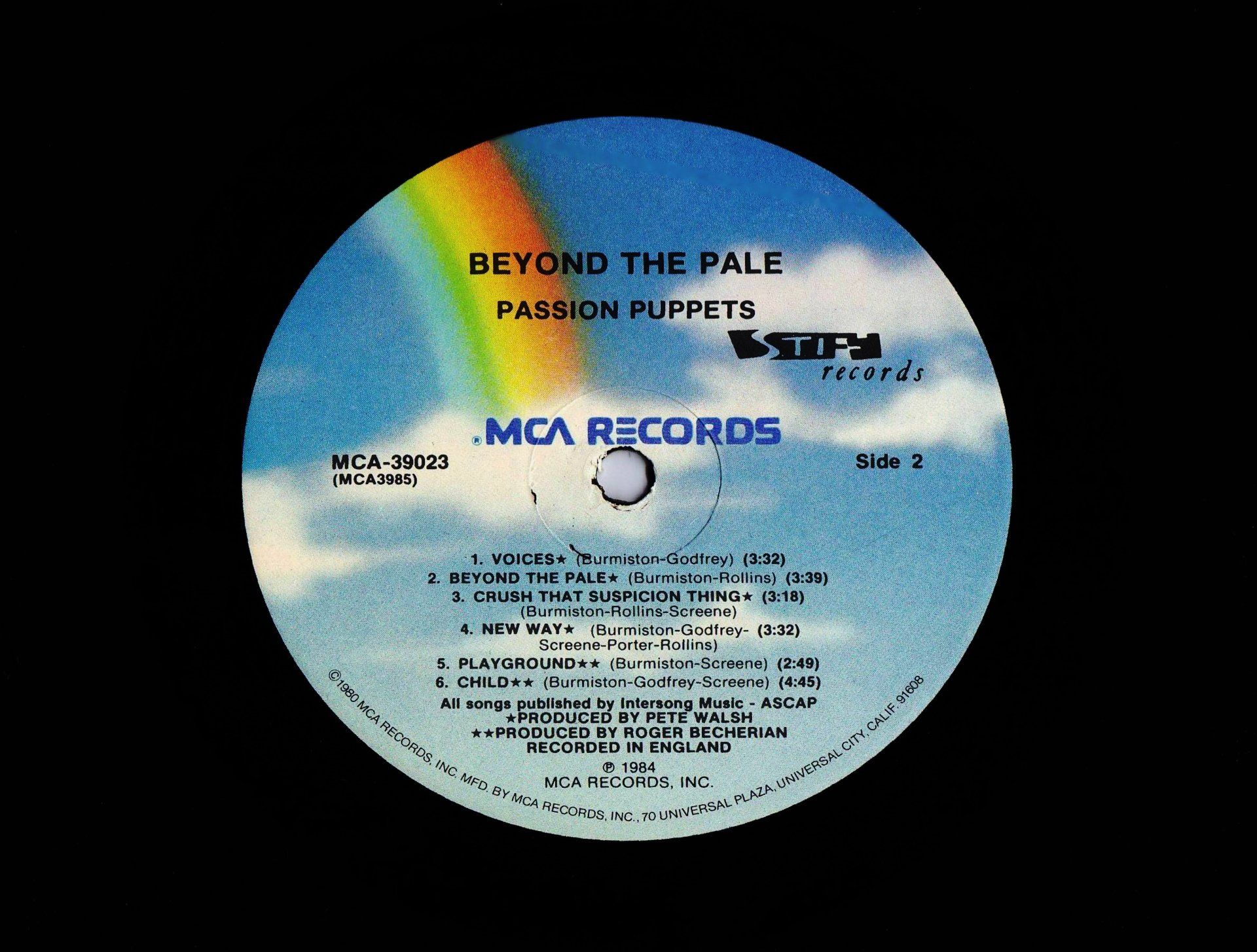 MCA record label for Passion Puppets 1st Album
