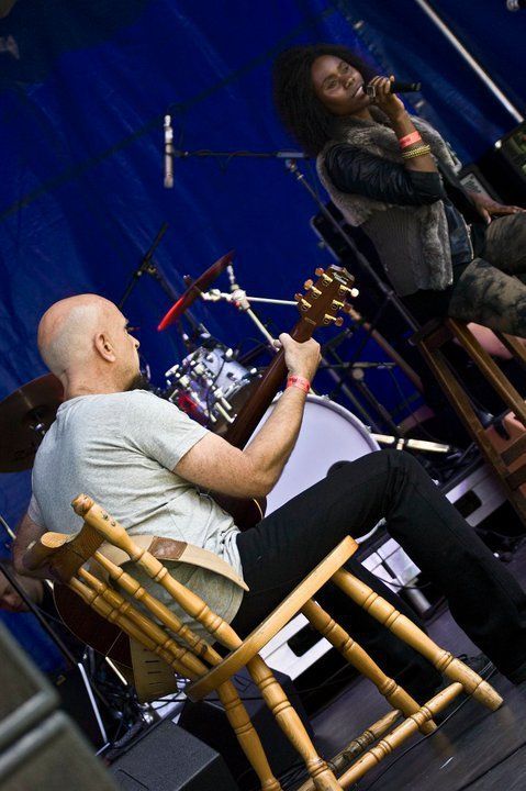 Guitarist David Rollins on stage at Moare Music Festival