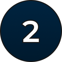 A dark blue circle containing the white number 2.