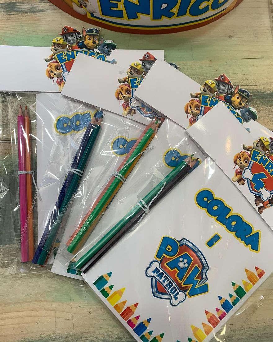 Un mucchio di libri da colorare e matite della Paw Patrol
