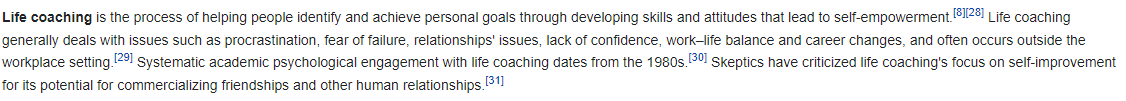 Life coach definition according to Wikipedia