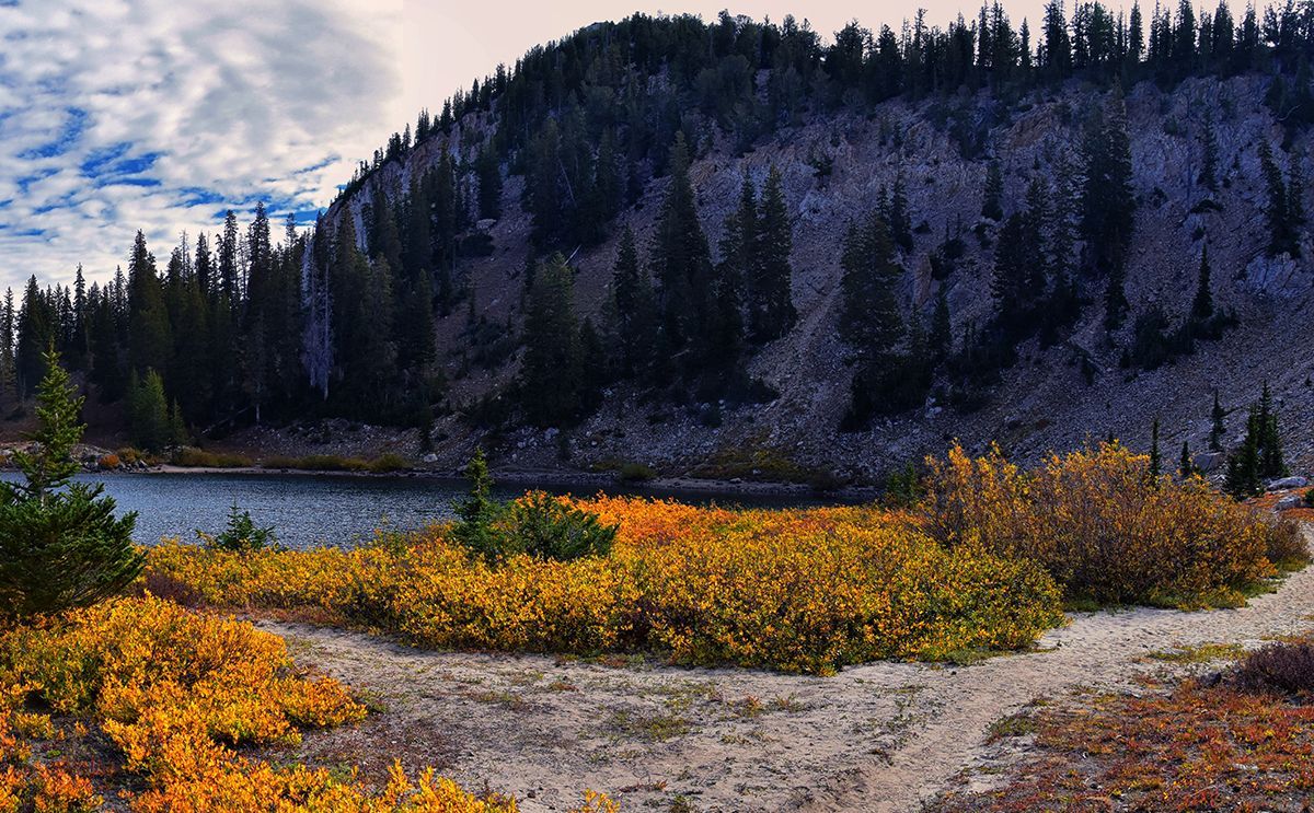 the Great Western Trail next to a lake