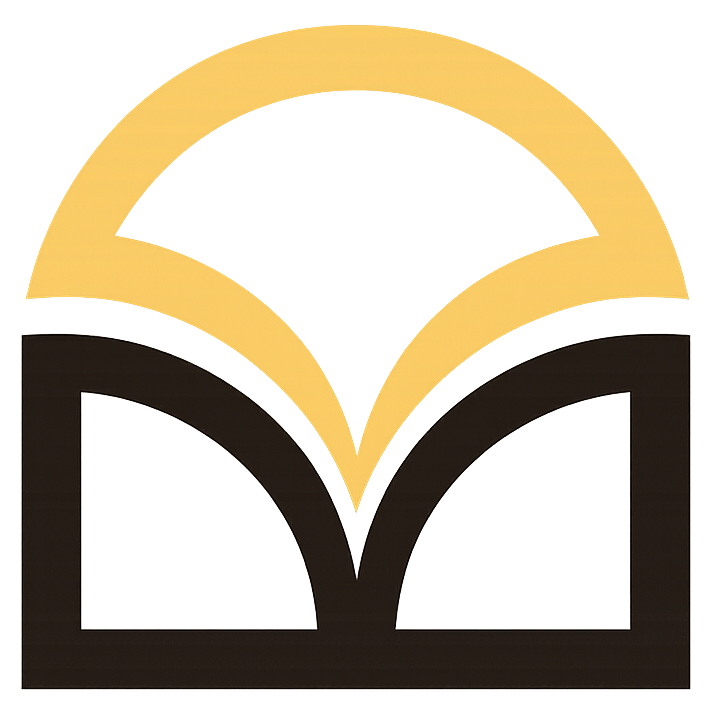 Simbolo stilizzato di un libro aperto con sezione superiore dorata e sezione inferiore nera.