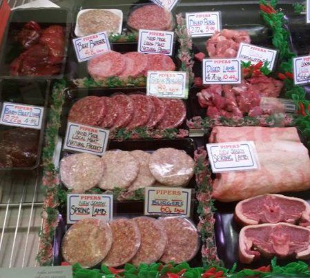 Selection of burger meat and Barnsley chops