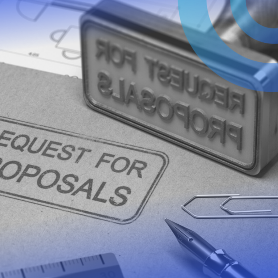 A stamp on a piece of paper that says request for proposals