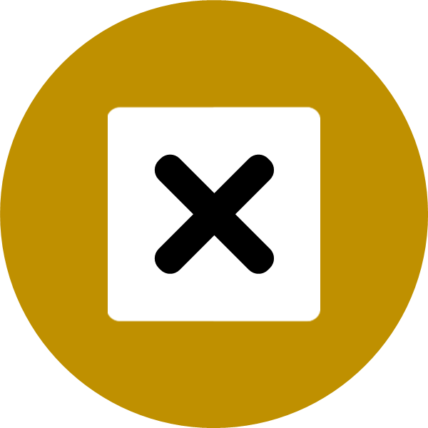 A black x in a white square