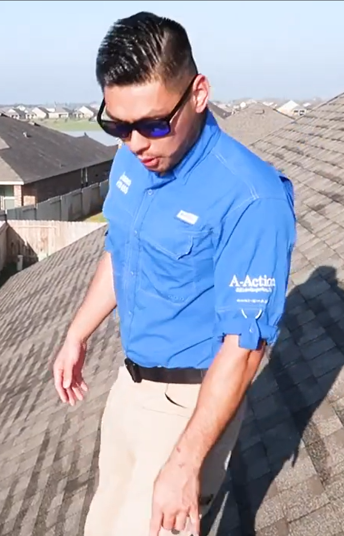 building inspector inspecting house roof