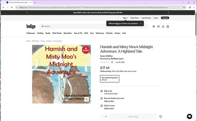 Hamish and Misty Moo's Midnight Adventure listing on Indigo.ca
