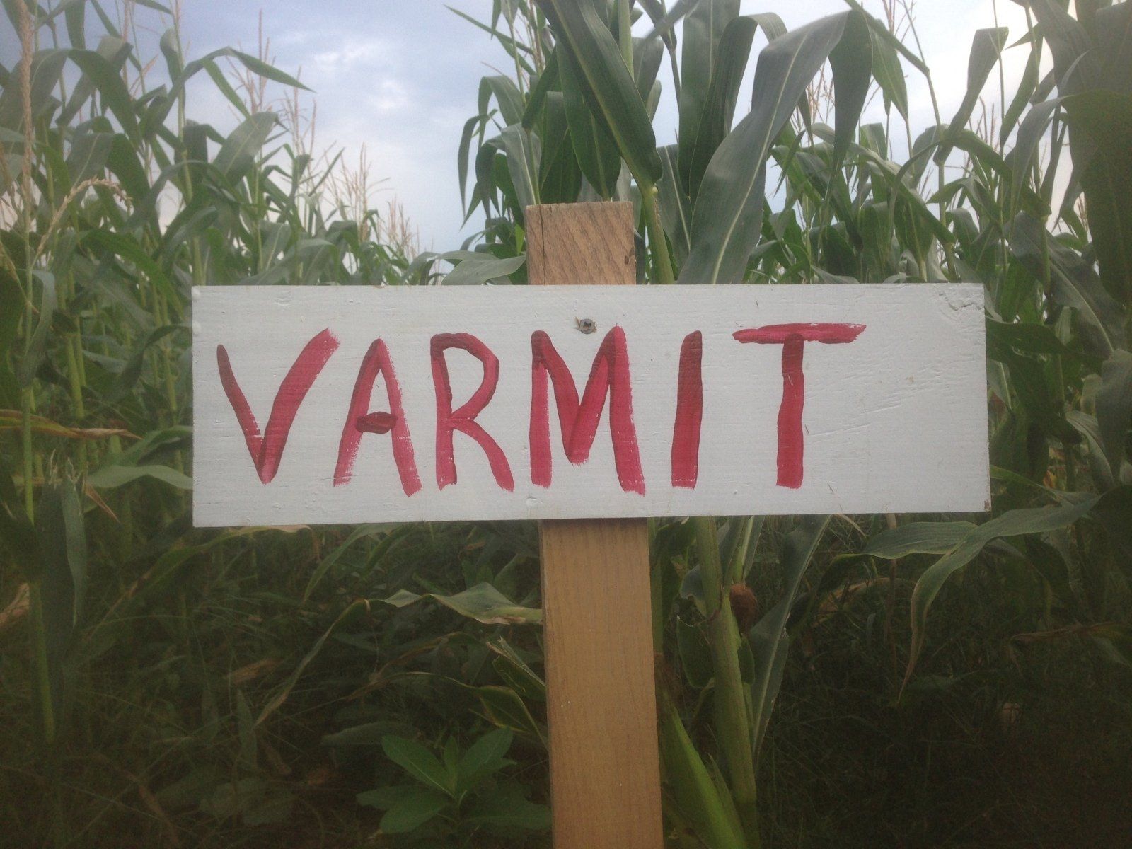 Hand painted sign reading