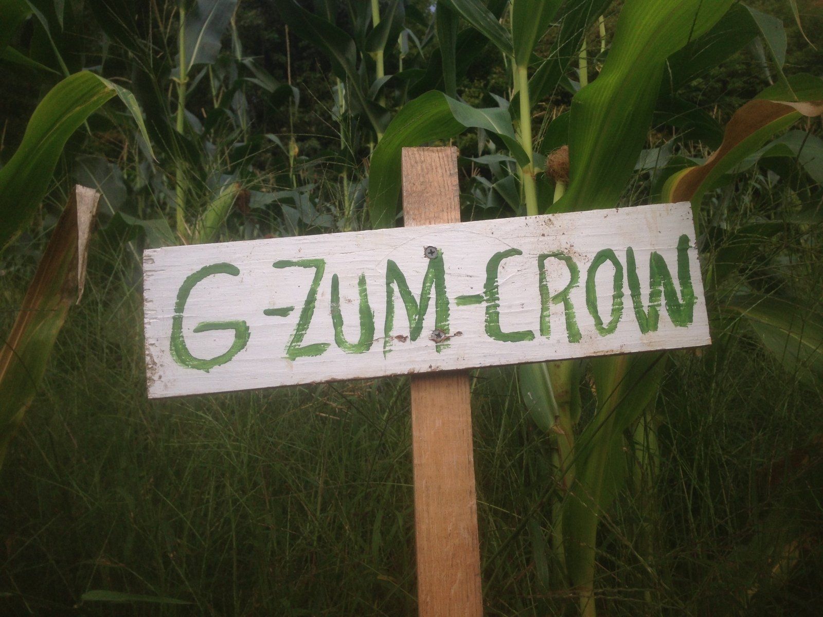 Hand painted sign reading