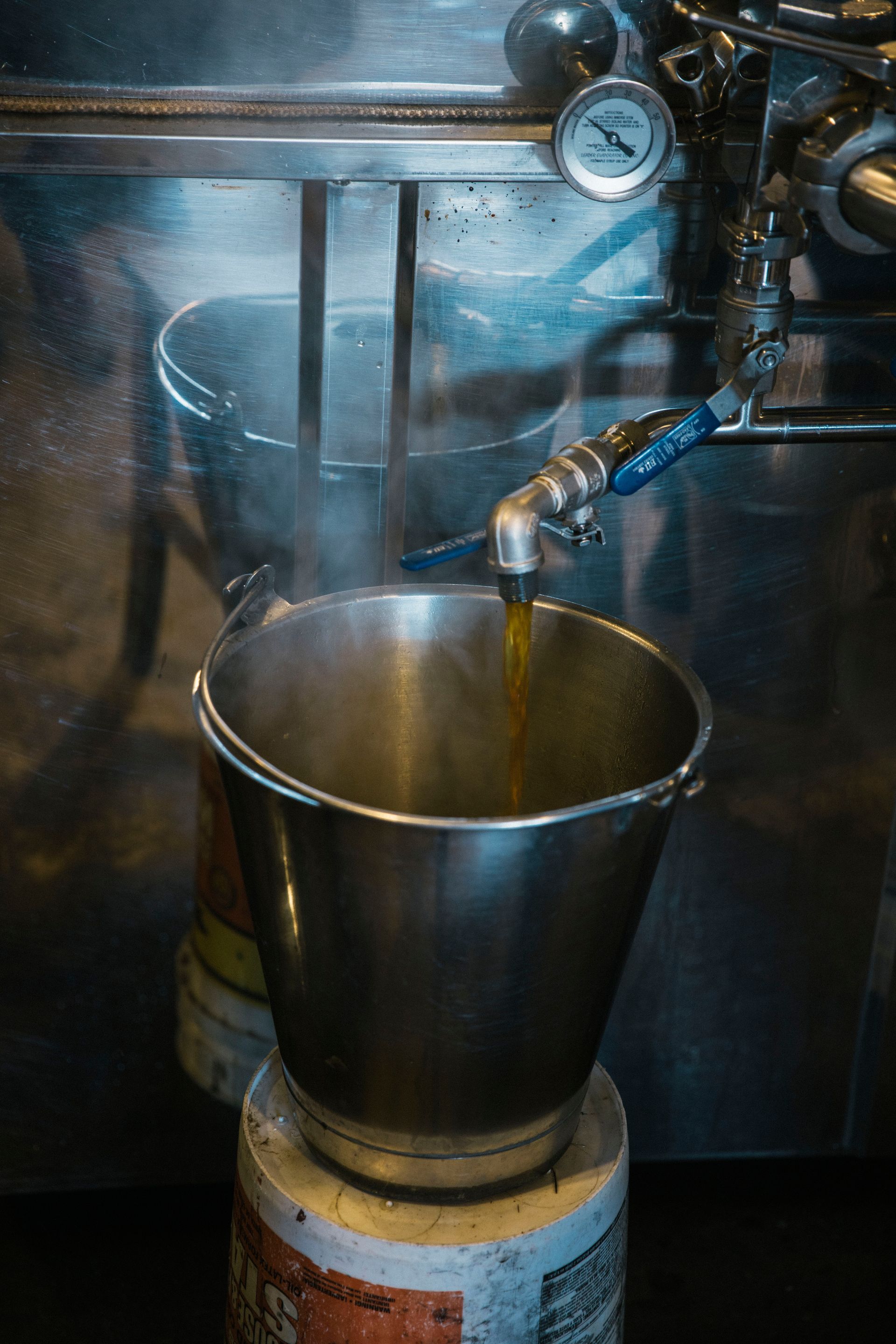 Maple being boiled and concentrated at Isham Family Farm