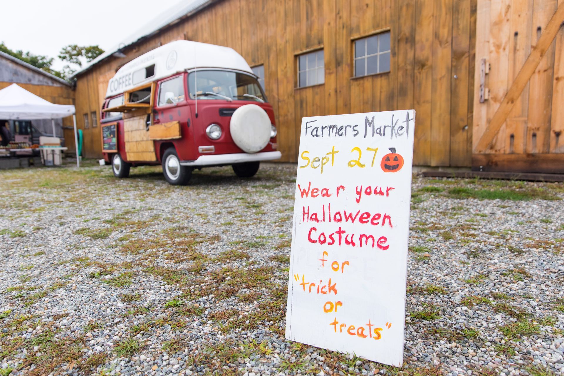 hand painted sign reading