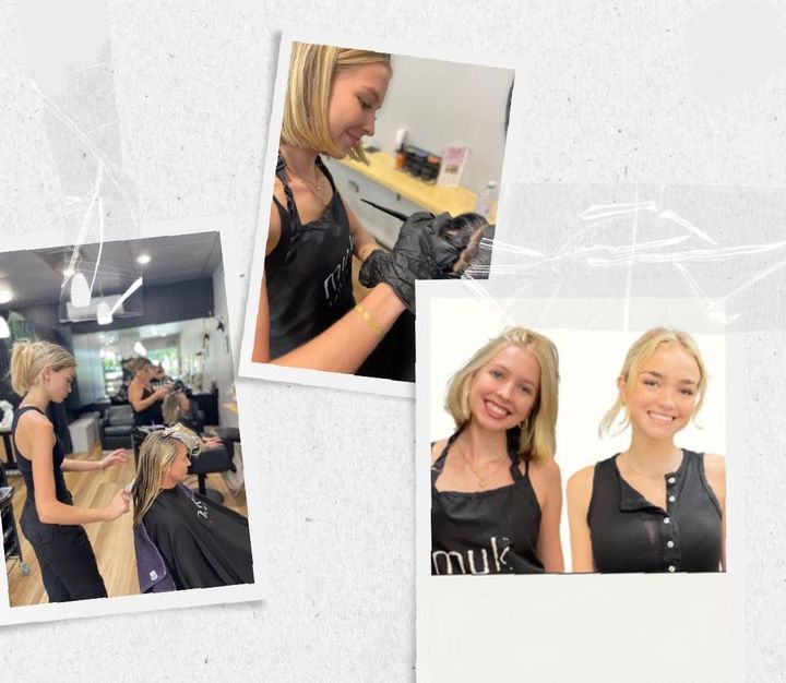 A Woman Is Wearing A Bun With A Red Feather In Her Hair — MLB Hair In  Smithfield, QLD