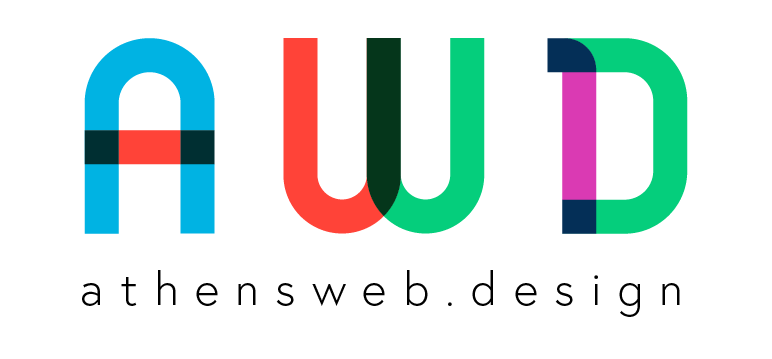 A colorful logo for athens web design