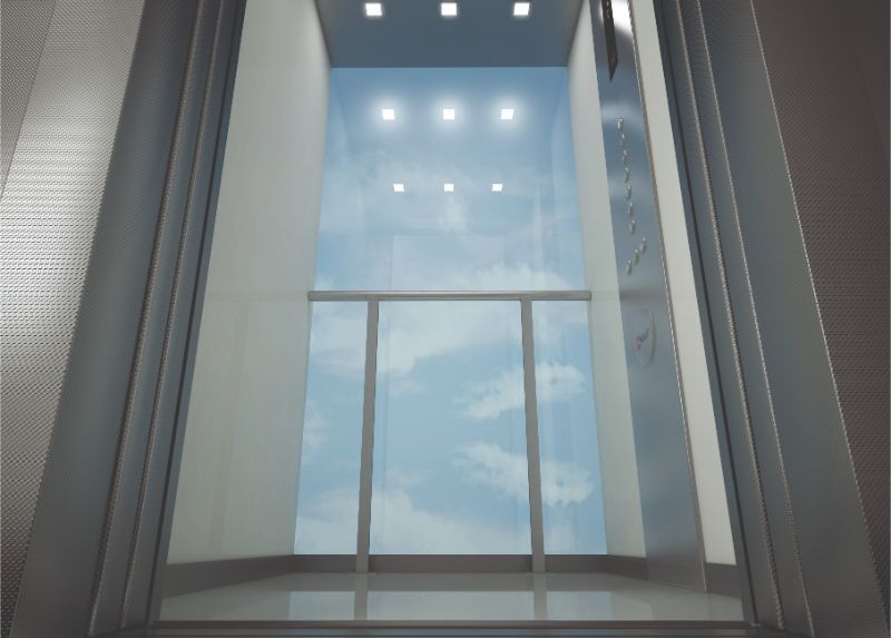 ascensore con vetri trasparenti