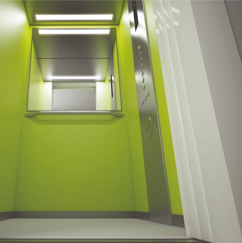 ascensore moderno di colore verde