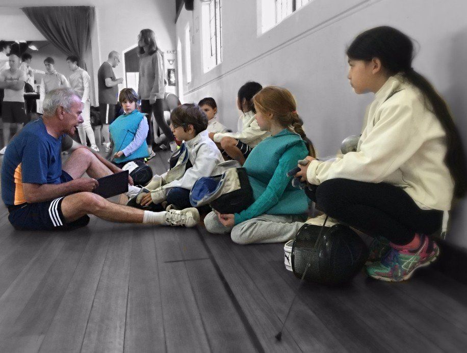 Ernie Simon Olympian group fencing lesson teaching