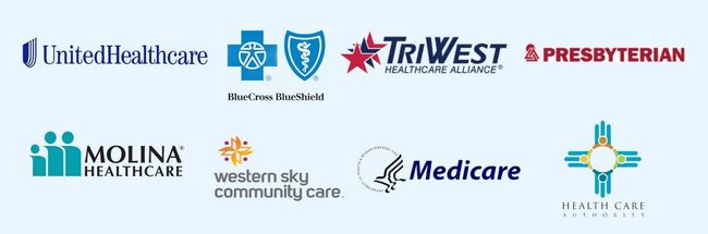Insurance logos accepted by Sandia Therapy and Wellness Center