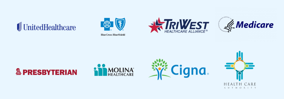 Insurance logos accepted by Sandia Therapy and Wellness Center