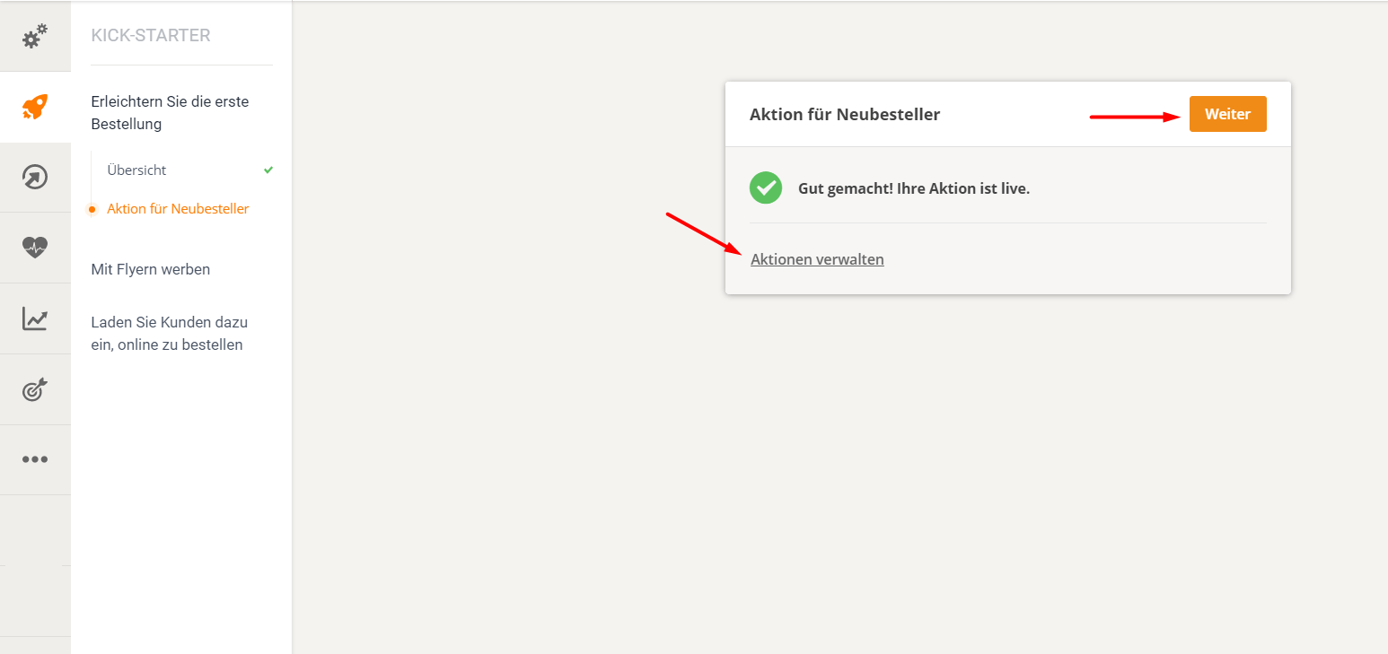 Bestätigungsnachricht mit einem Häkchen, einem Link zum Anzeigen von E-Mails und einer Schaltfläche „Senden“.