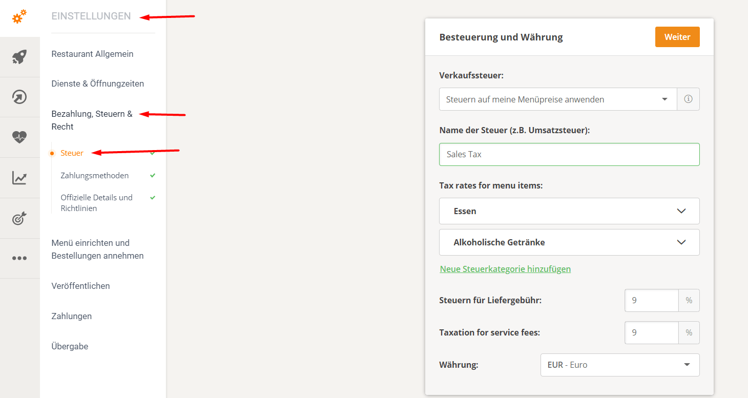 Screenshot einer Benutzeroberfläche mit einem Formular zum Hinzufügen einer neuen Investition und einer Seitenleiste zur Navigation.