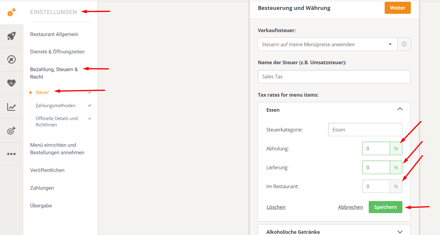 Benutzeroberfläche mit Menü und Formular; Bearbeitungseinstellungen für einen Finanzbericht mit numerischen Eingabefeldern.