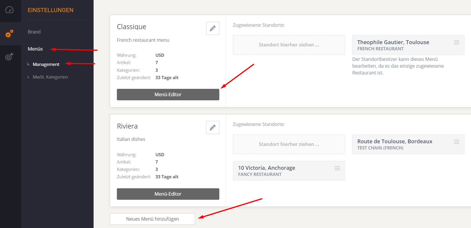 Benutzeroberfläche mit einer Liste von Elementen und den Optionen „Filter anwenden“ und „Mehr anzeigen mit Filtern“.