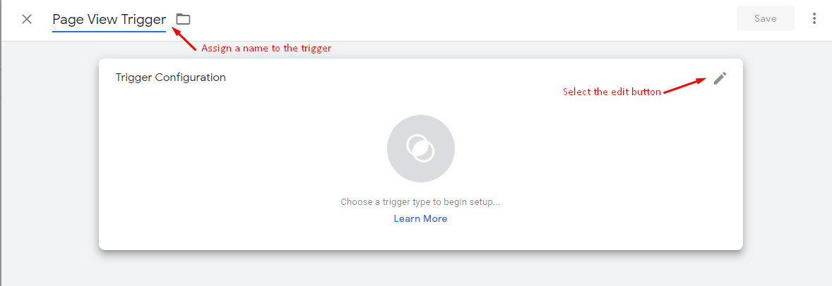 Eine Seite mit einem kreisförmigen Symbol und dem Text „Keine Nachrichtenhistorie gefunden“. Ein roter Pfeil zeigt auf „Neuer Auslöser“.