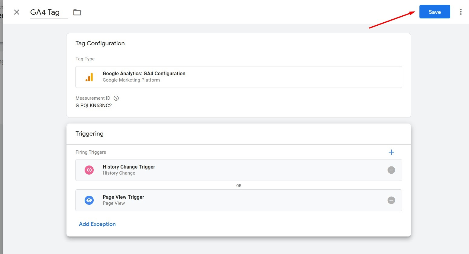 Die Benutzeroberfläche ist in die Abschnitte „Konfiguration testen“ und „Auslösung“ unterteilt. Oben rechts befindet sich eine Schaltfläche „Speichern“.