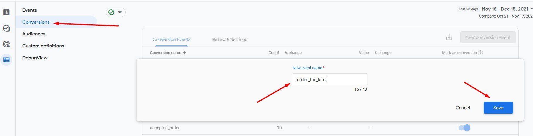 Eine Webseite mit einem Dialogfeld mit den Optionen „Name“, „Speichern“ und „Abbrechen“.
