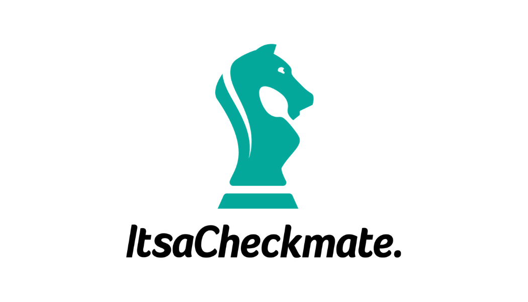 Teal chess knight logo with