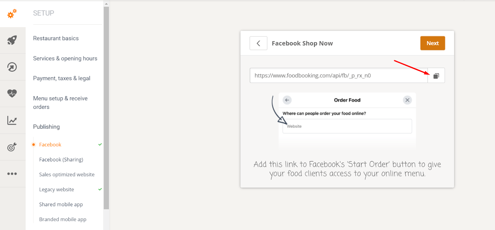 Screenshot des Facebook-Unternehmensformulars mit einem Link und einem Textfeld. Ein Pfeil zeigt auf die Schaltfläche „Bearbeiten“.