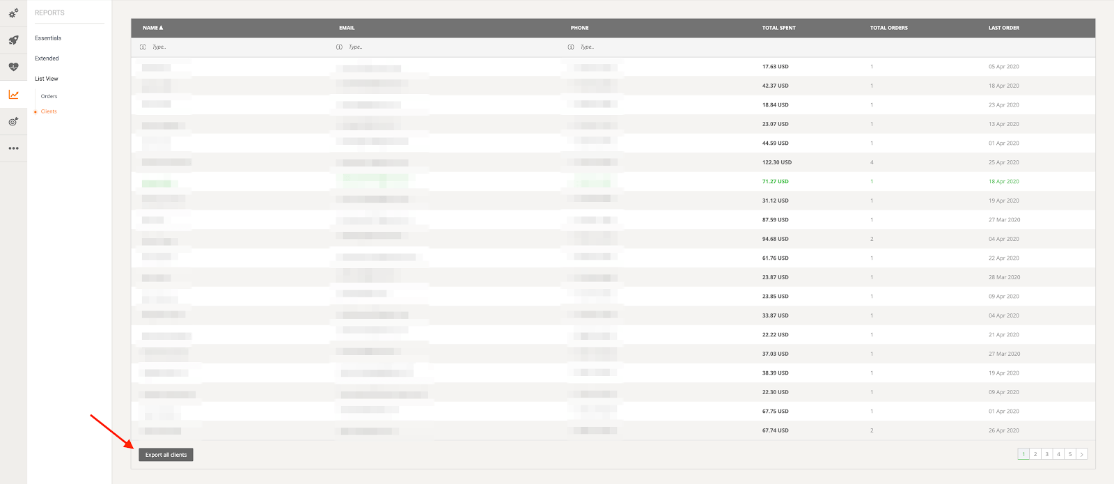 Eine Tabelle mit Daten, ein Pfeil, der auf eine Schaltfläche „Mehr anzeigen“ zeigt.