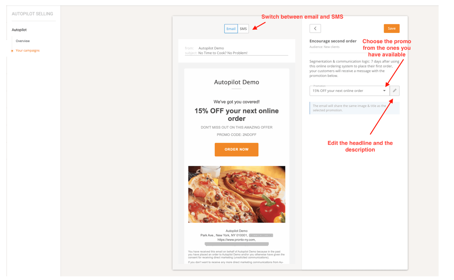 Benutzeroberfläche für E-Mail-Marketing-Software mit E-Mail-Vorschau und Einstellungsfeld zur Personalisierung.