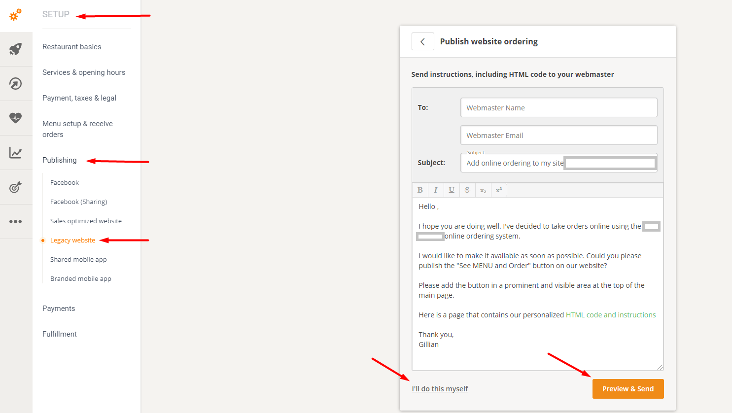 Screenshot eines Formulars mit Feldern, einem Seitenmenü und orange hervorgehobenen Abschnitten.