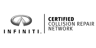 The infiniti logo is certified by the certified collision repair network.