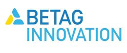 A blue and yellow logo for betag innovation