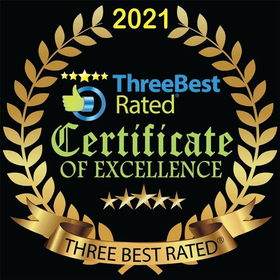 A three best rated certificate of excellence is displayed on a black background.
