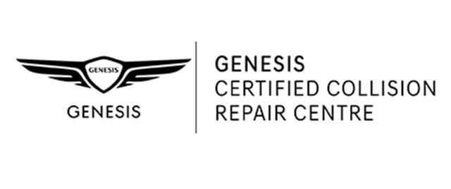 Genesis certified collision repair centre logo on a white background