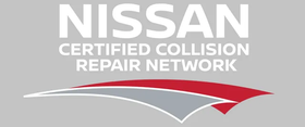 A logo for nissan certified collision repair network