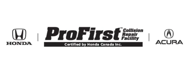 A black and white logo for profirst collision repair facility