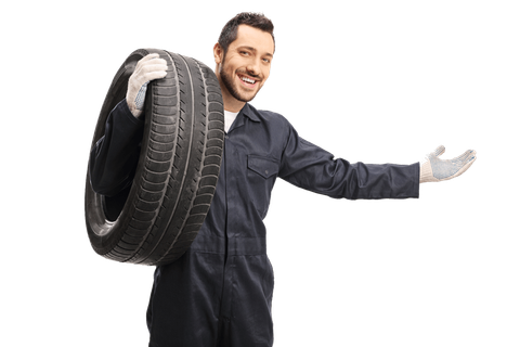 Auto Mechanic With A Tire — Riverdale, IL — L&T Auto Repairs