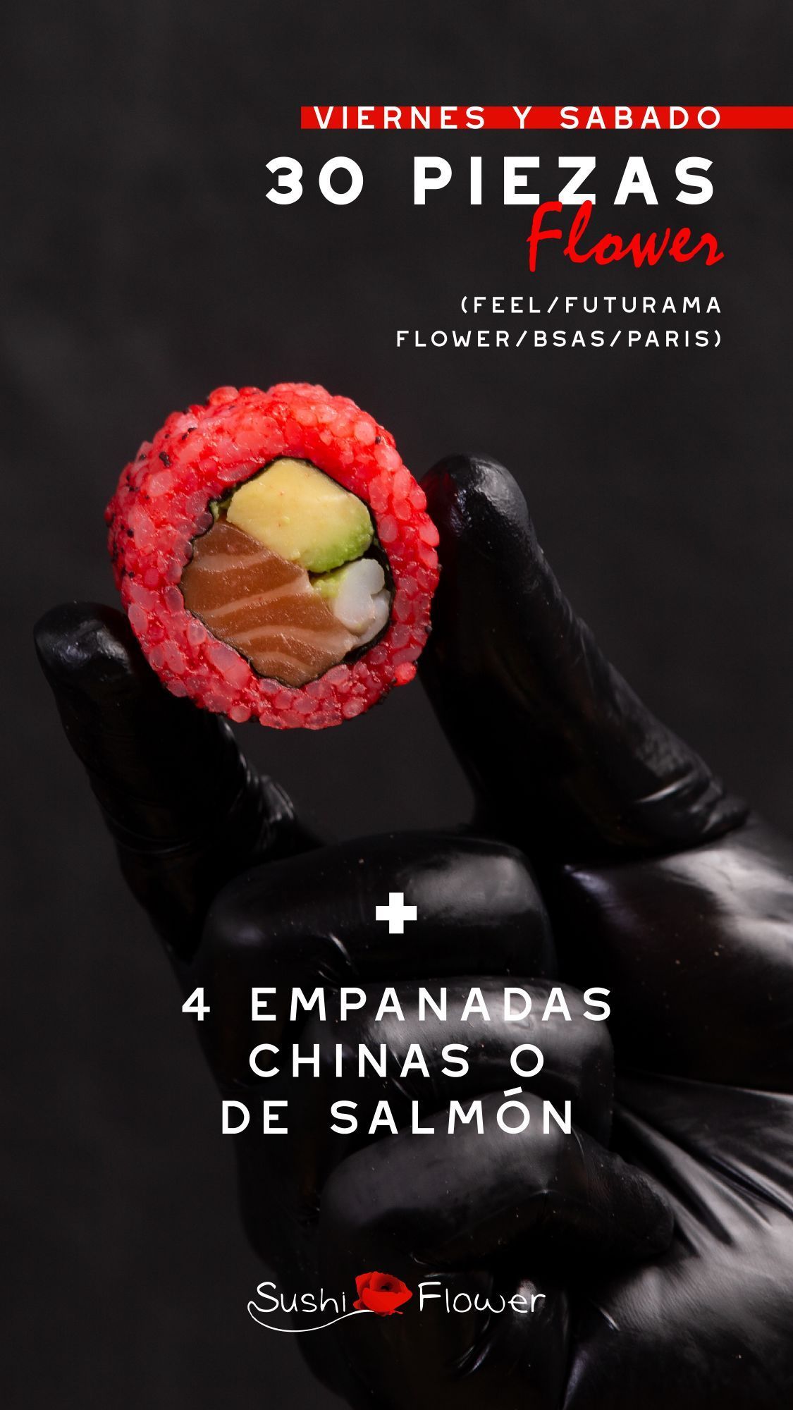 A person is holding a piece of sushi in their hand.